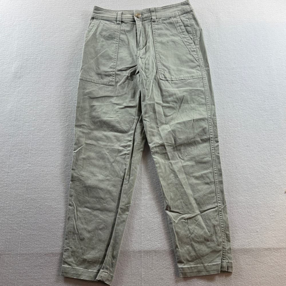 A New Day Utility Pants Women 4 Olive Green High-Rise Stretch Straight Leg 28x27